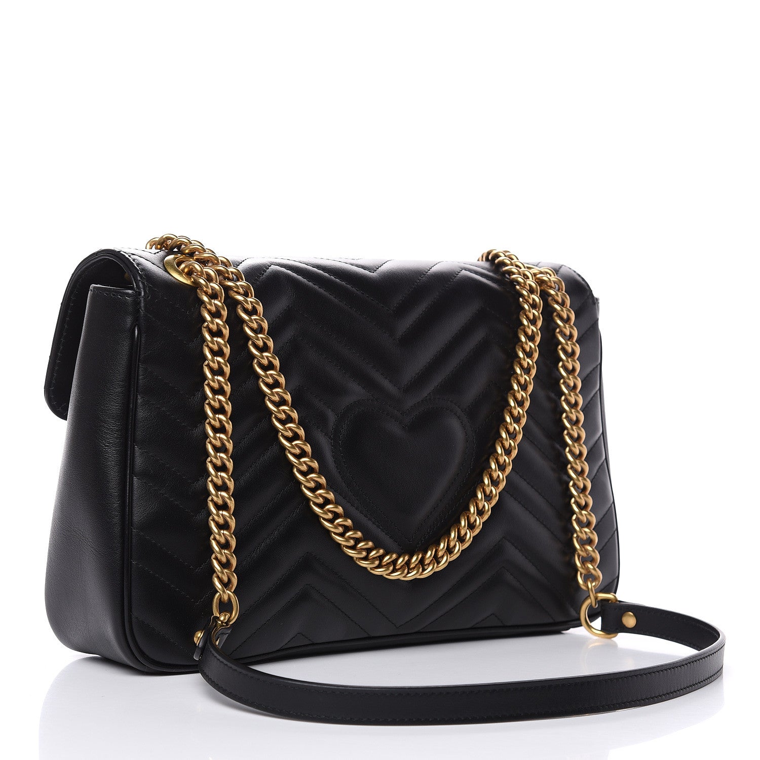 Gucci Calfskin Matelasse Medium GG Marmont Shoulder Bag Black 3 of 10