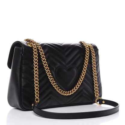 Gucci Calfskin Matelasse Medium GG Marmont Shoulder Bag Black 3 of 10