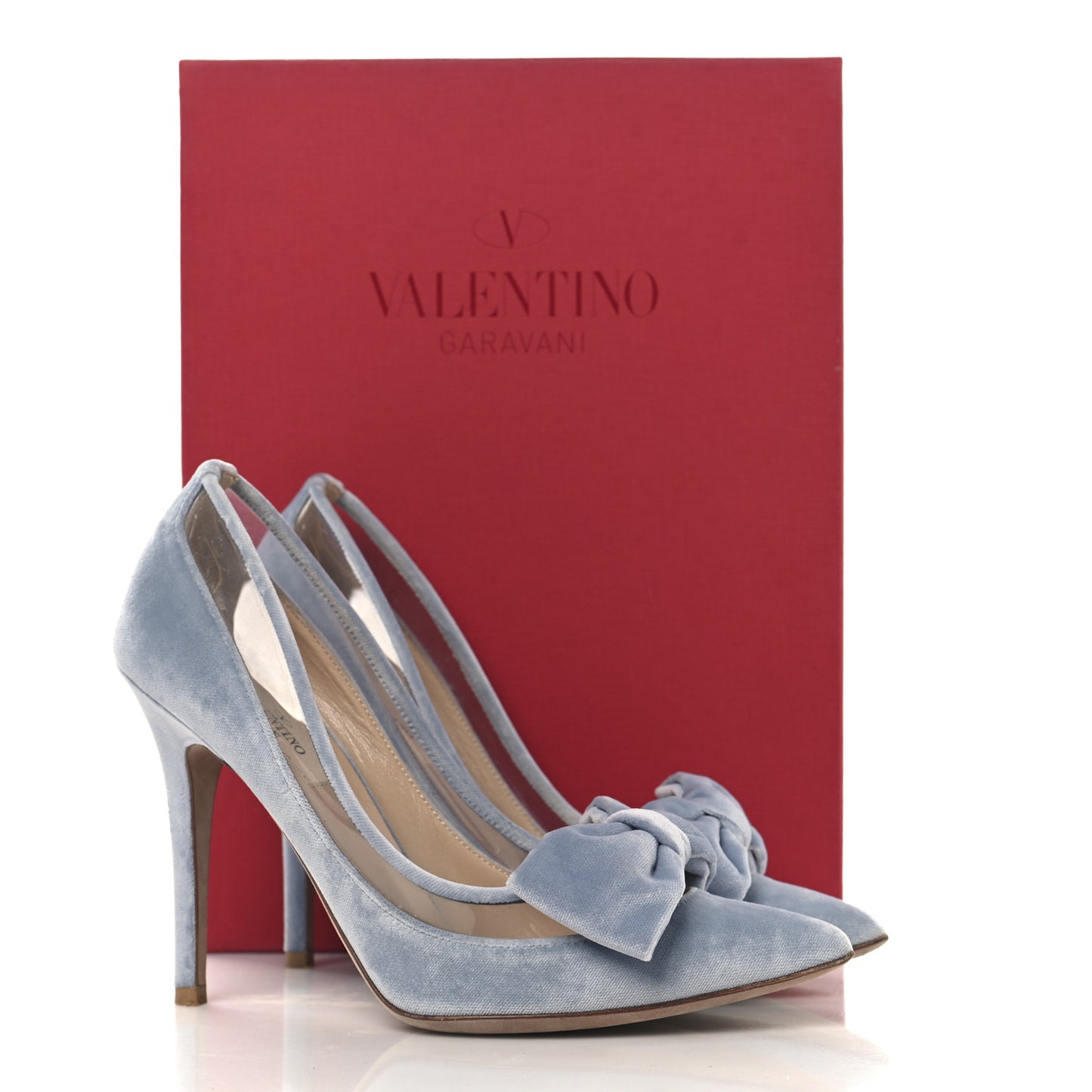 Velvet PVC Dollybow Pumps 37 Light Blue