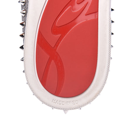 Christian Louboutin Calfskin Spikes Pik Boat Glitter Sneakers 42 Silver 7 of 9
