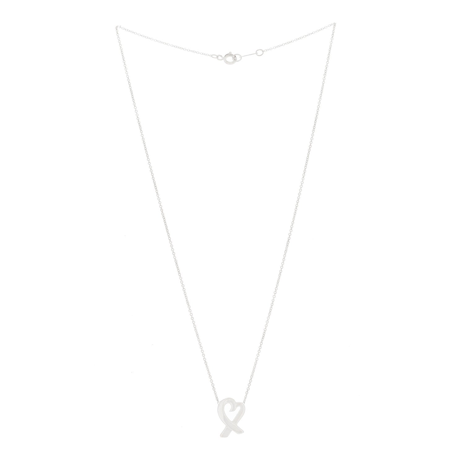 Tiffany Sterling Silver Paloma Picasso Loving Heart Pendant Necklace 3 of 5