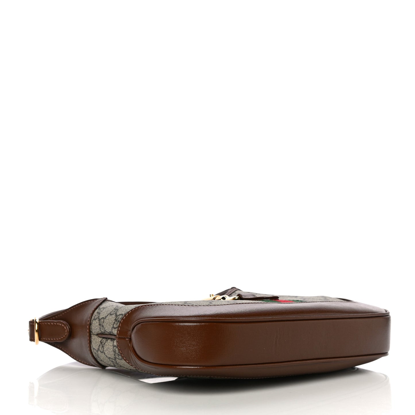 GG Supreme Monogram Azalea Calfskin Web Small Jackie 1961 Hobo Beige Ebony Brown Sugar