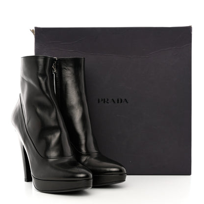 Prada Soft Lux Calfskin Platform Ankle Boots 36 Black 9 of 9