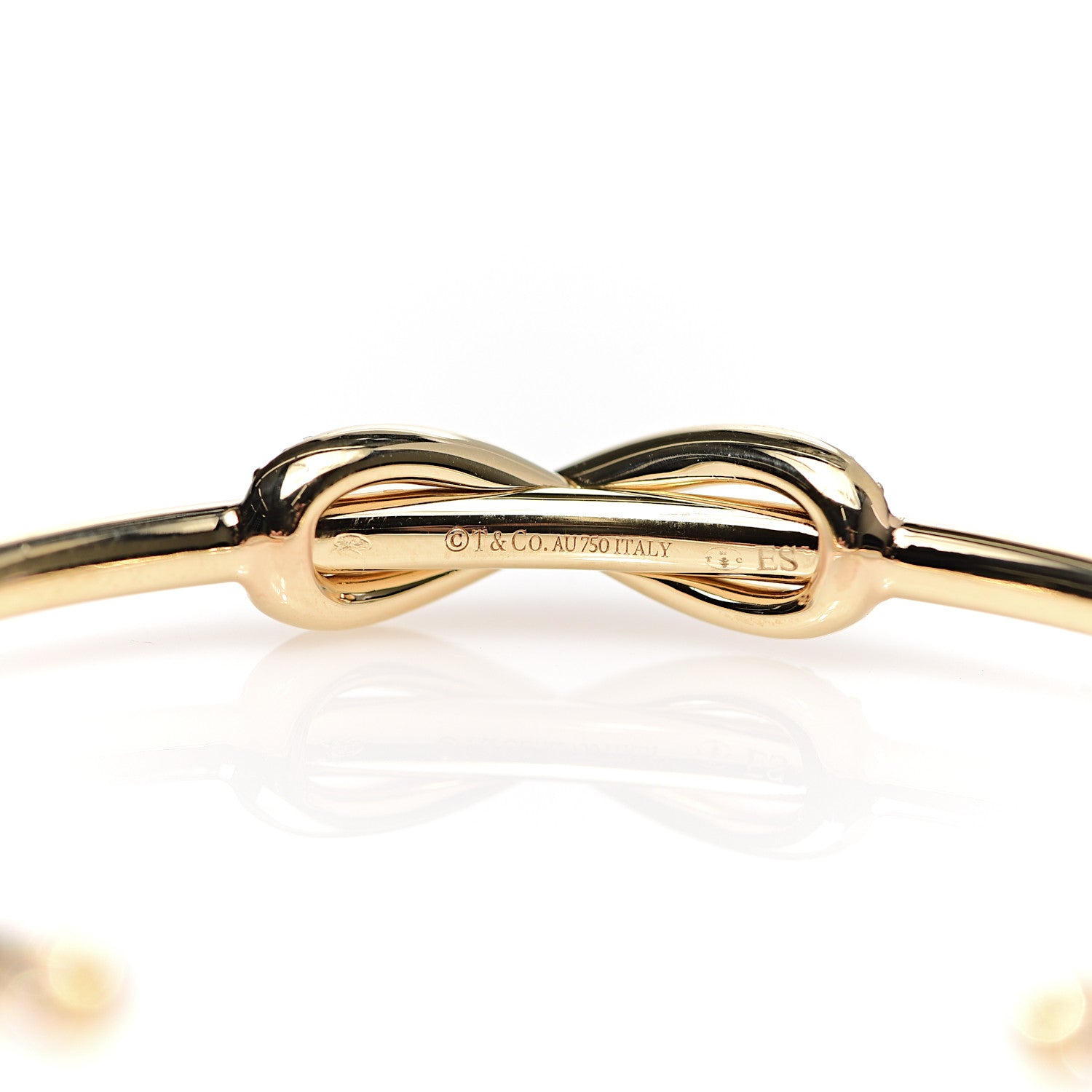 Tiffany 18K Yellow Gold Diamond Infinity Cuff Bracelet 4 of 5
