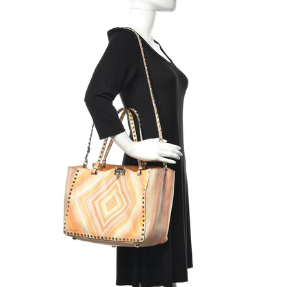 Valentino Garavani Vitello Native Couture 1975 Medium Rockstud Tote Mandarin Sorbet 3 of 9