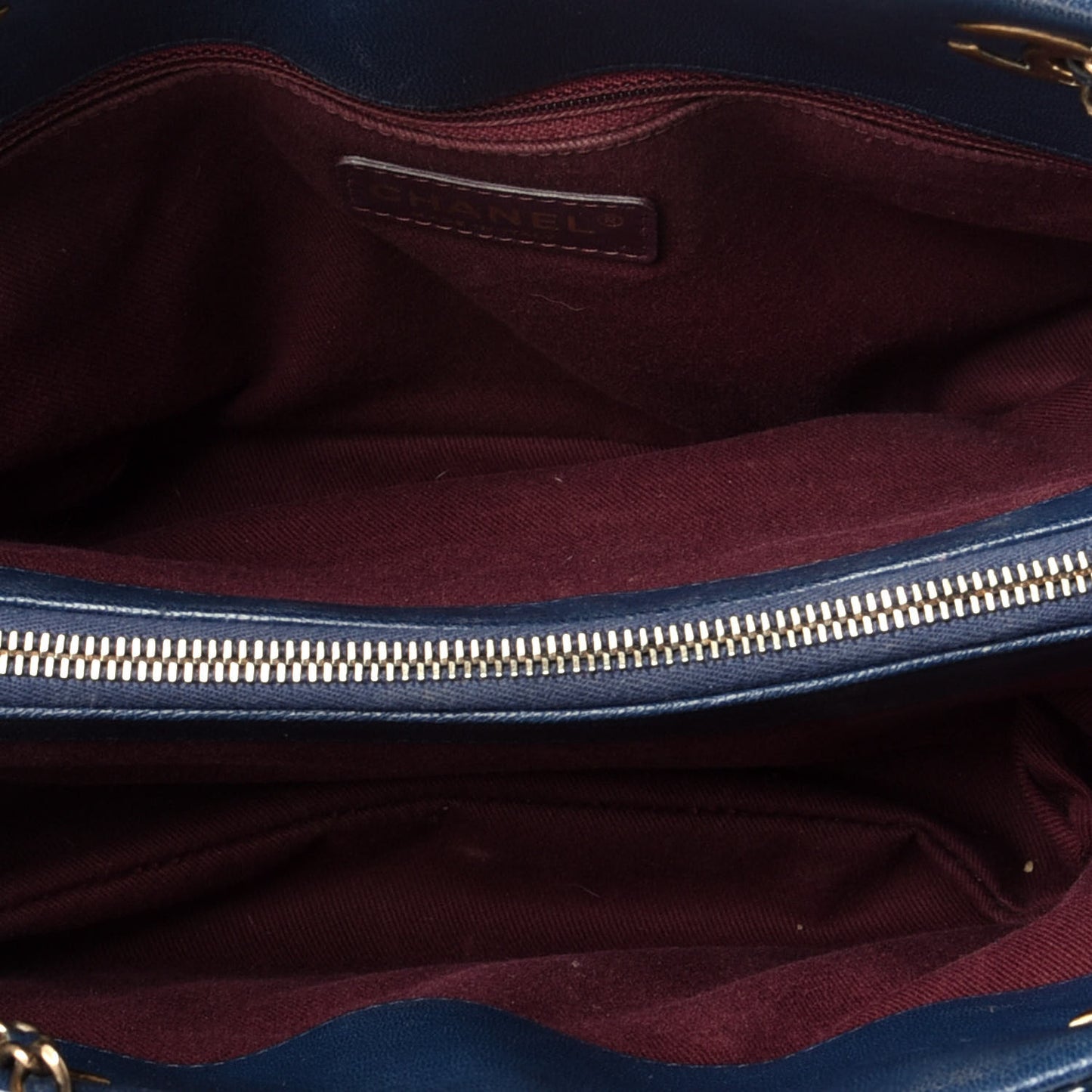 Patent Goatskin Quilted Small CC Eyelet Tote Blue