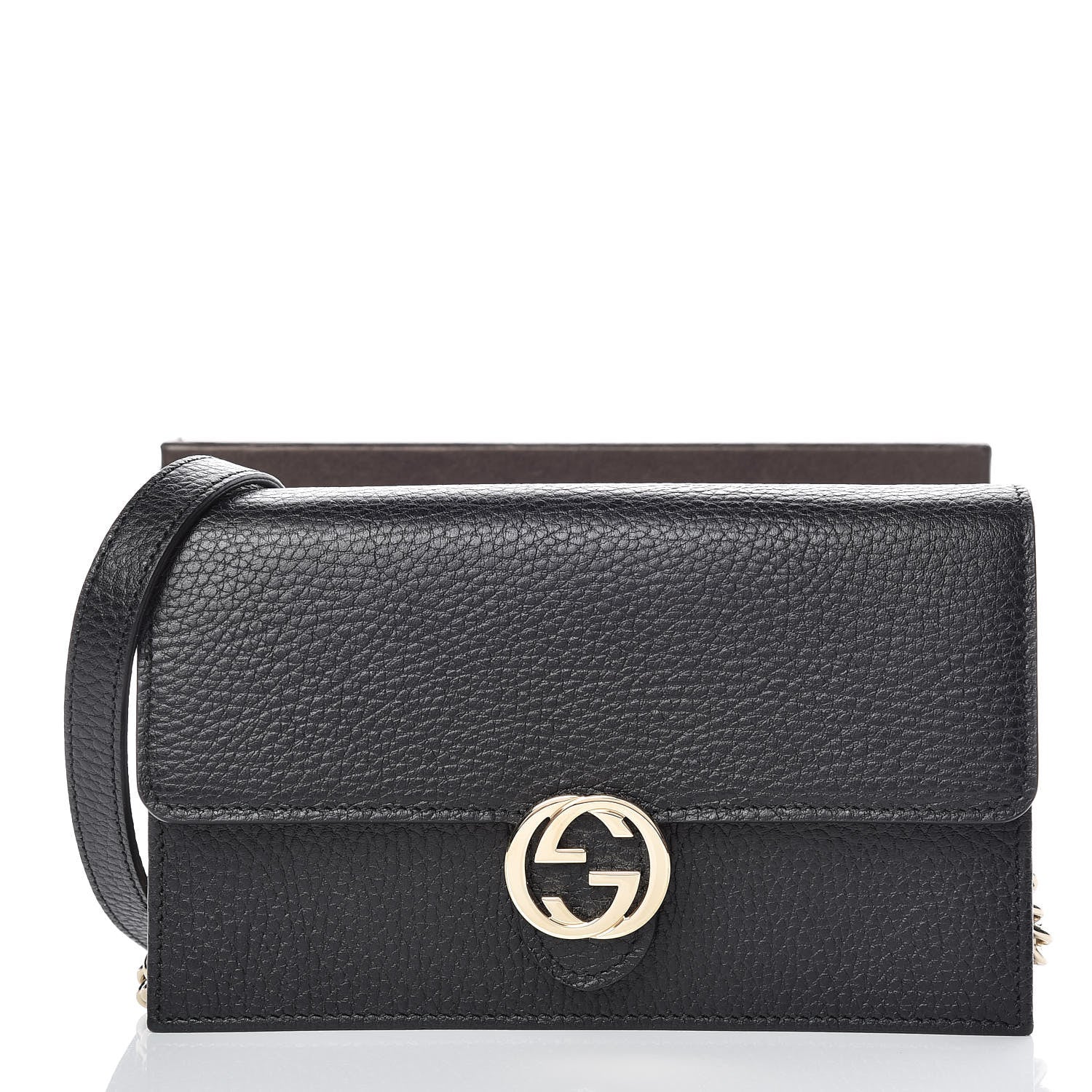 Gucci Dollar Calfskin Interlocking G Chain Wallet Black 10 of 10