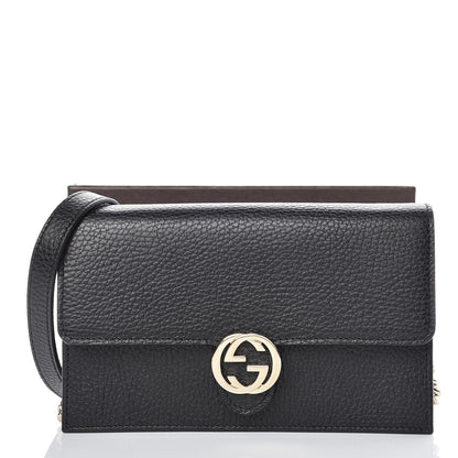Gucci Dollar Calfskin Interlocking G Chain Wallet Black 10 of 10