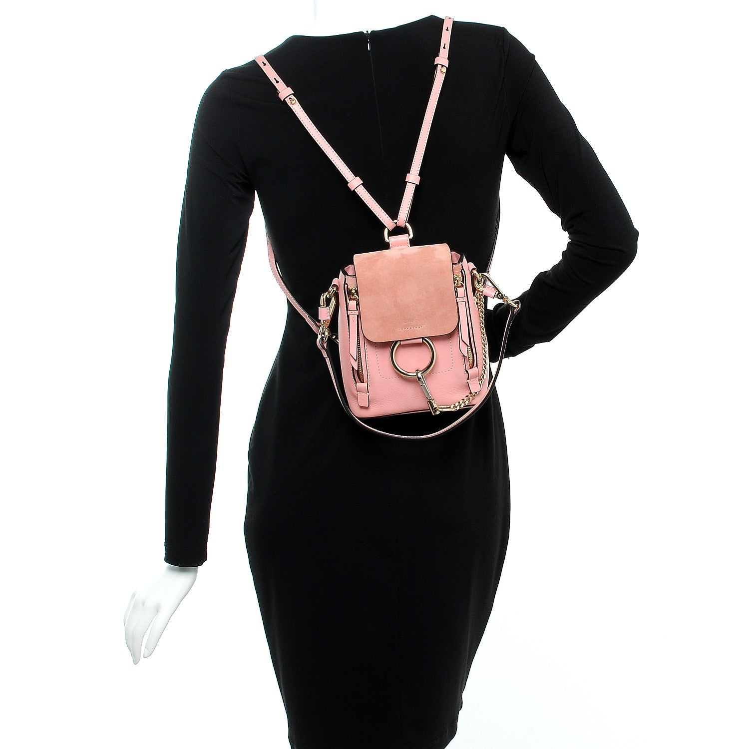 Chloe Suede Calfskin Mini Faye Backpack Washed Pink 3 of 14