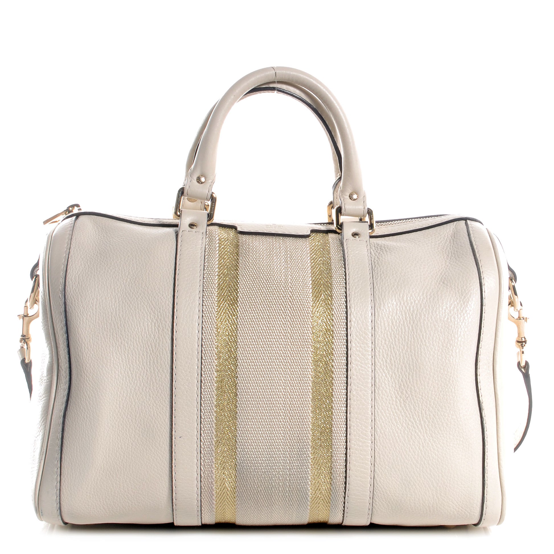 Gucci Leather Vintage Web Medium Boston Ivory 1 of 9