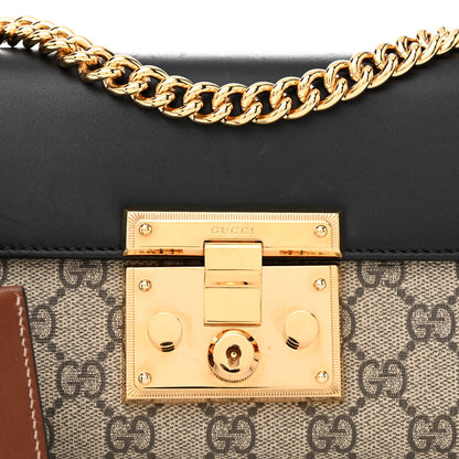 Gucci GG Supreme Monogram Calfskin Small Padlock Shoulder Bag Beige Black Cuir 9 of 14