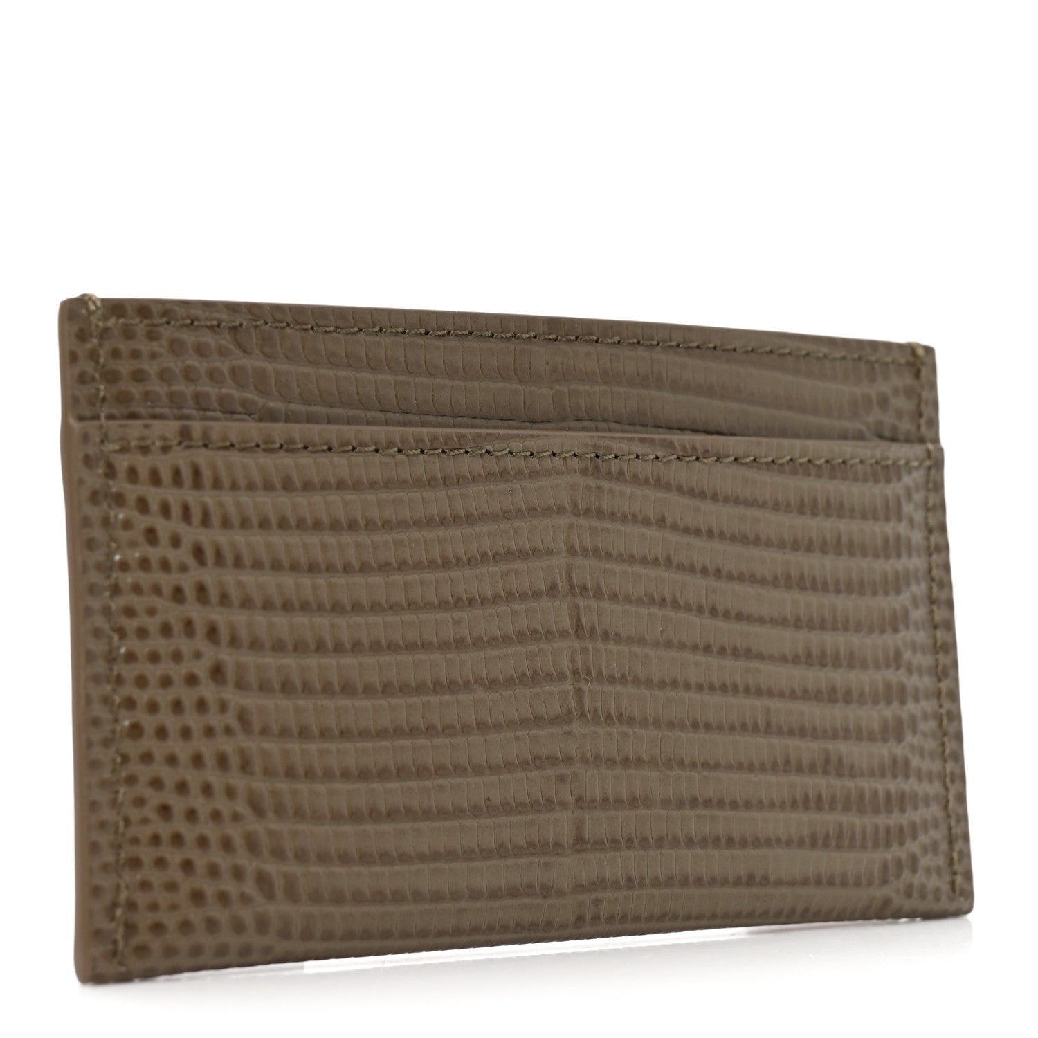Chanel Calfskin Lizard Embossed Crococo Card Holder Dark Khaki 3 of 8
