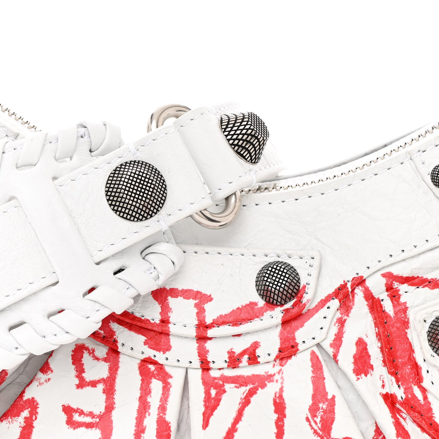 Balenciaga Agneau Arena Lunar New Year Graffiti Logo Le Cagole Shoulder Bag XS Optic White 10 of 12