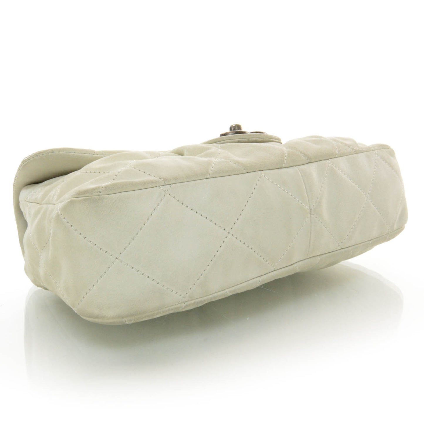 Iridescent Calfskin Chic Quilt Flap White