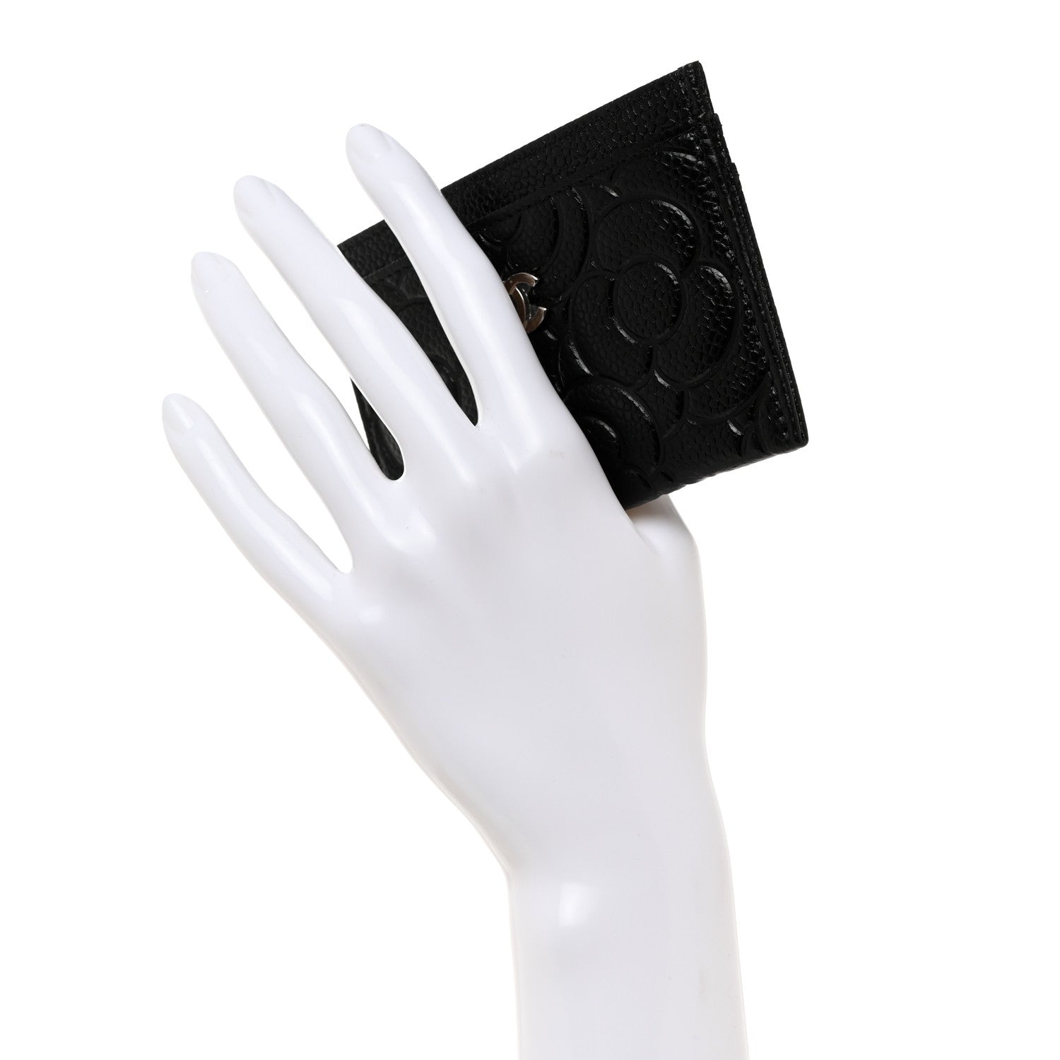 Chanel Caviar Camellia Embossed Card Holder Black 2 of 9