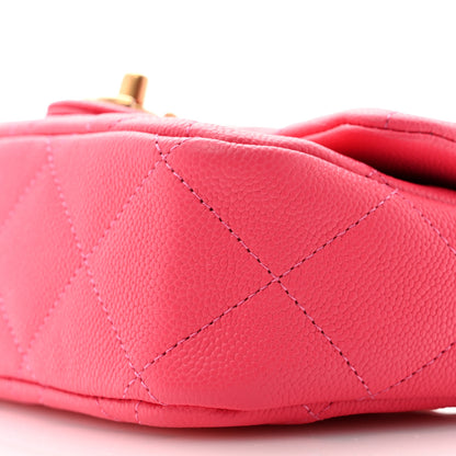 Chanel Caviar Quilted Sweetheart Mini Flap Dark Pink 10 of 10