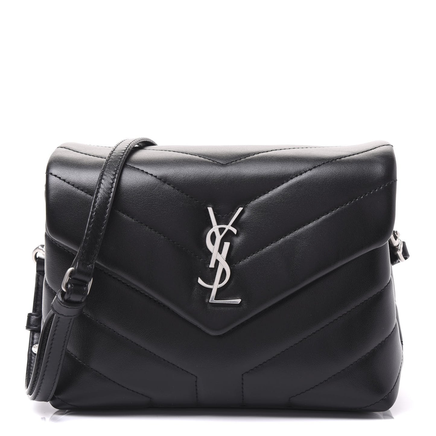 Calfskin Y Quilted Monogram Toy Loulou Crossbody Bag Black