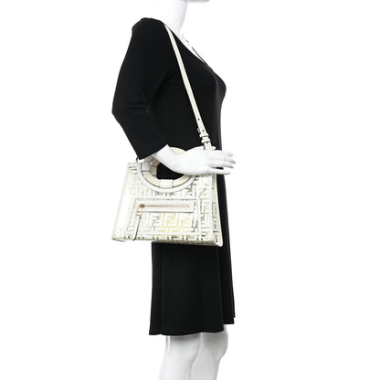 Fendi TPU FF Vitello Century Plexiglass Small Runaway Shopper Tote White 2 of 10