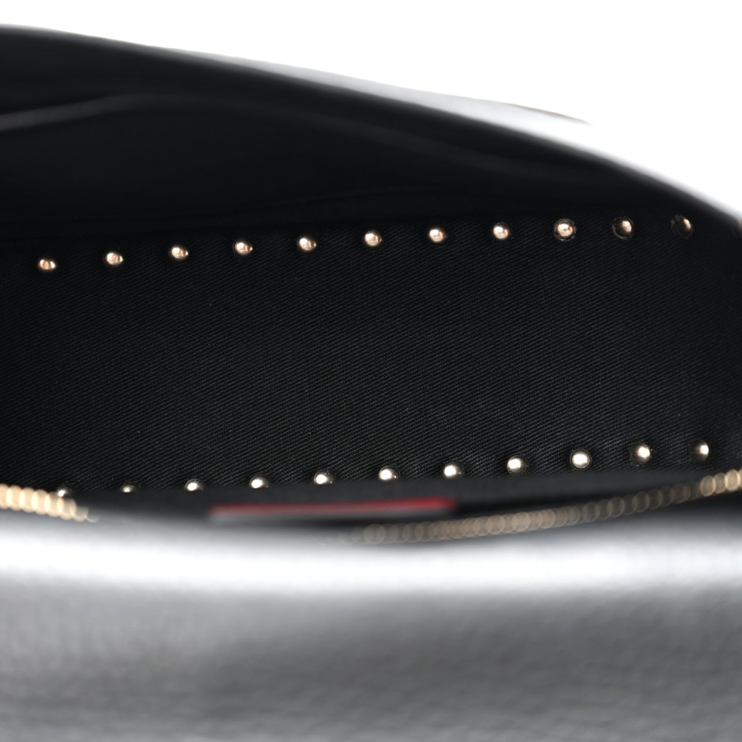 Grained Calfskin Rockstud Saddle Bag Black