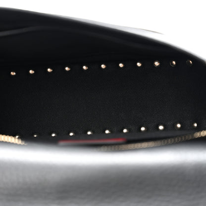 Valentino Garavani Grained Calfskin Rockstud Saddle Bag Black 5 of 14