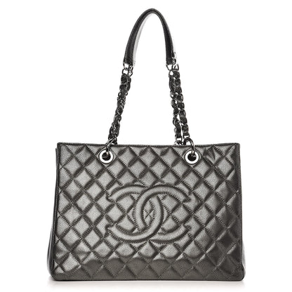Chanel Metallic Caviar Quilted Grand Shopping Tote GST Dark Silver 1 of 9