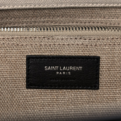 Saint Laurent Linen Calfskin Small Rive Gauche Tote Greggio Natural 6 of 12