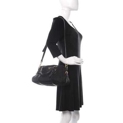 Prada Tessuto Nylon Vitello Daino Shopping Satchel Black 2 of 9