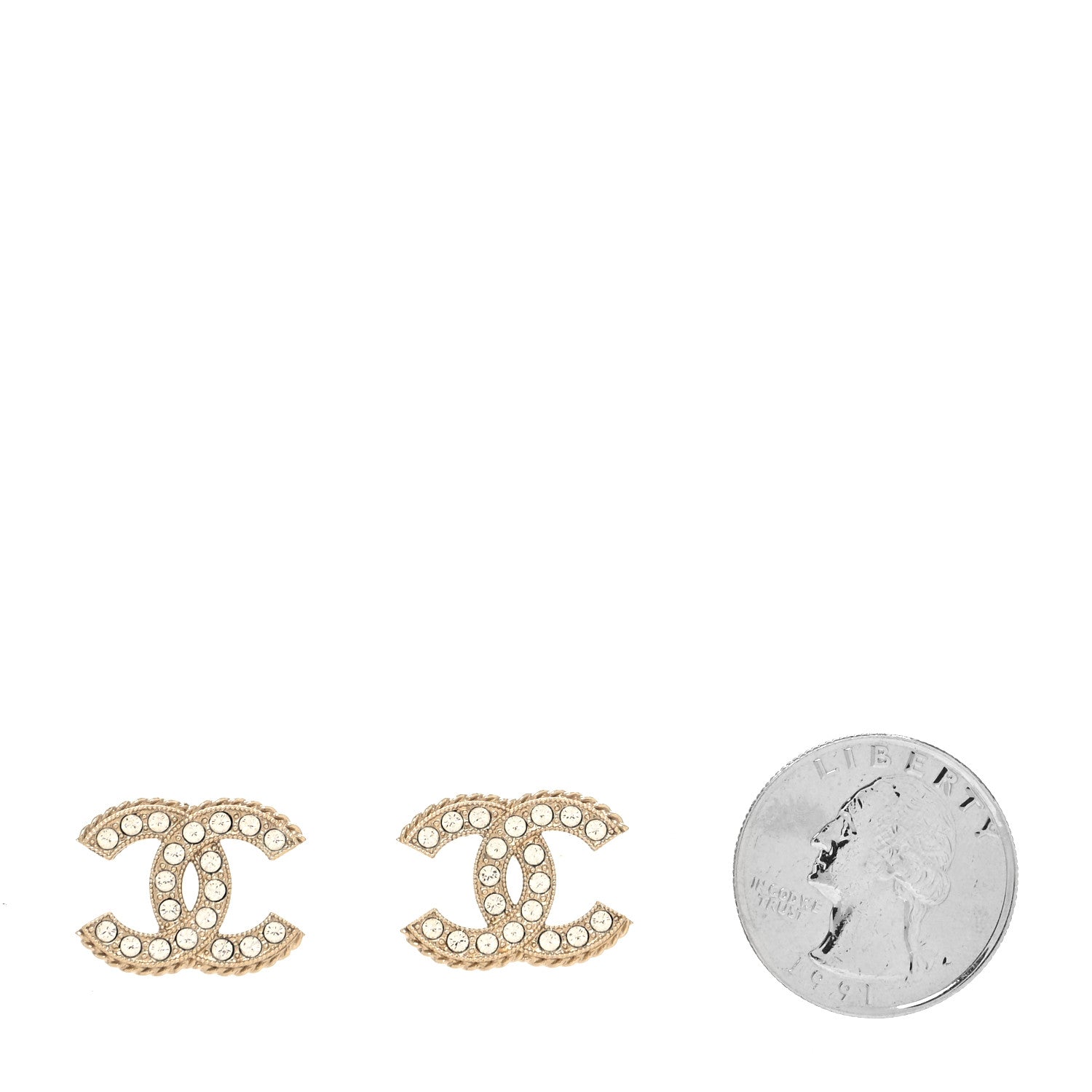 Chanel Crystal CC Earrings Gold 2 of 4