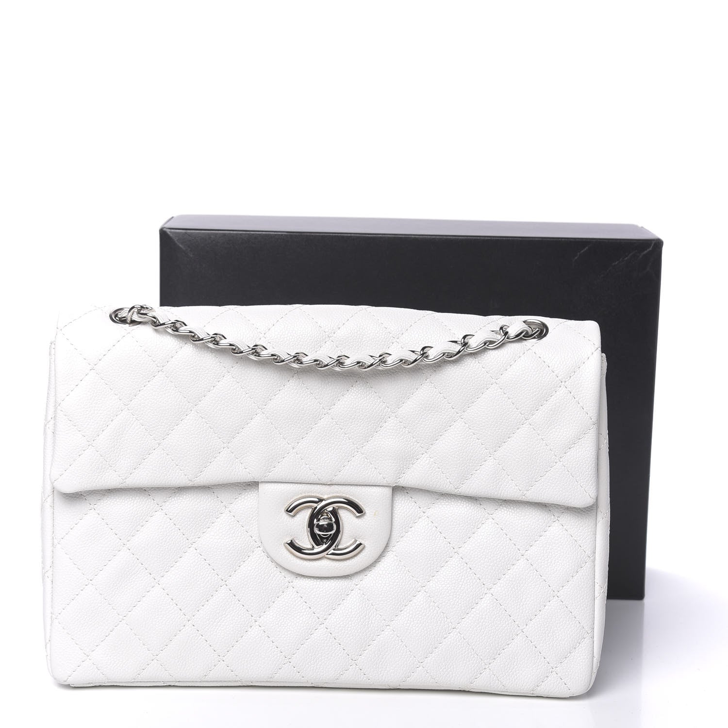 Chanel Caviar Quilted Maxi Single Flap White 14 of 14