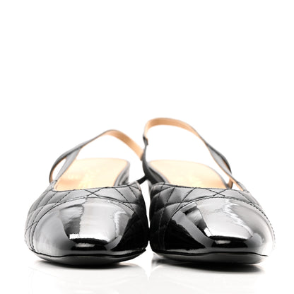 Chanel Lambskin Patent Calfskin Quilted Cap Toe CC Slingback Pumps 39.5 Black 3 of 10