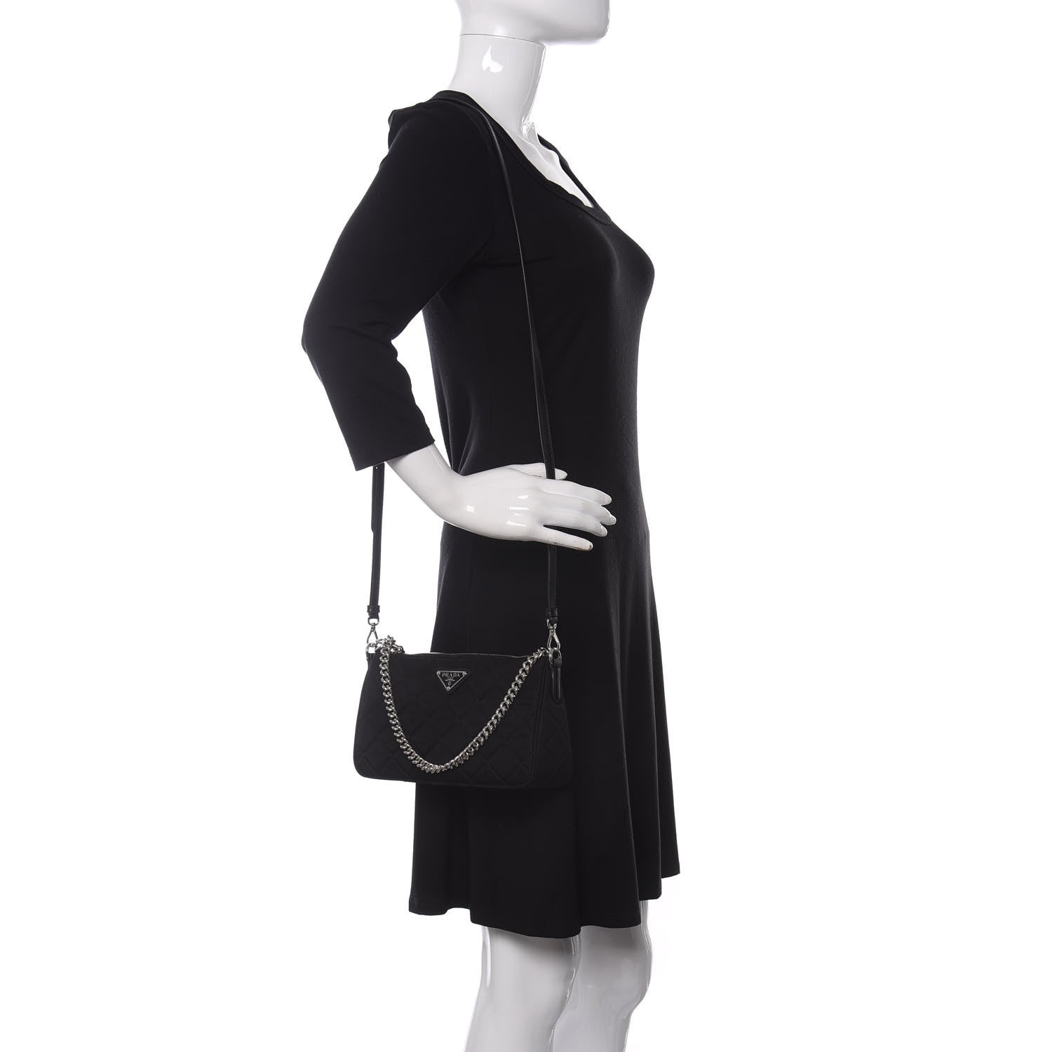 Prada Nylon Tessuto Impuntu Quilted Crossbody Bag Black 2 of 11
