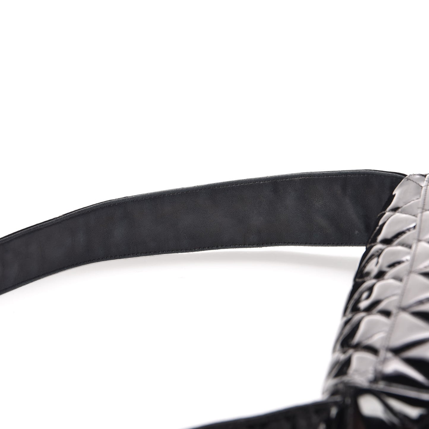 Patent Quilted Shoulder Flap Bag Black