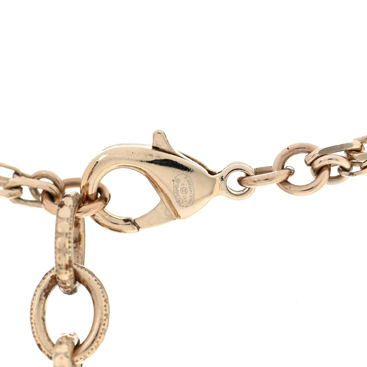 Quilted I Heart Chanel Logo Necklace Gold