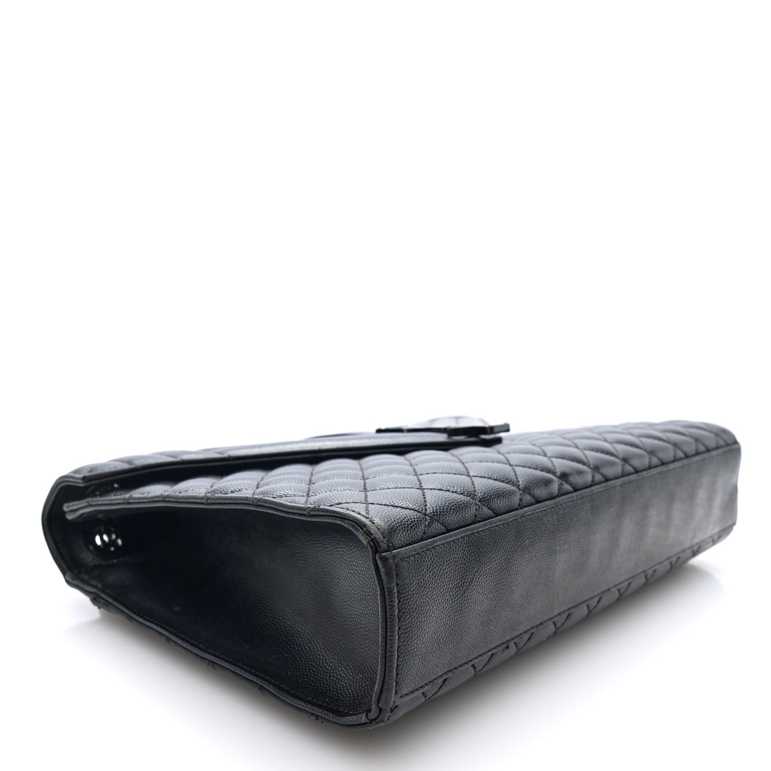 Saint Laurent Grain De Poudre Textured Mixed Matelasse Large Triquilt Monogram Monochrome Satchel Black 4 of 9