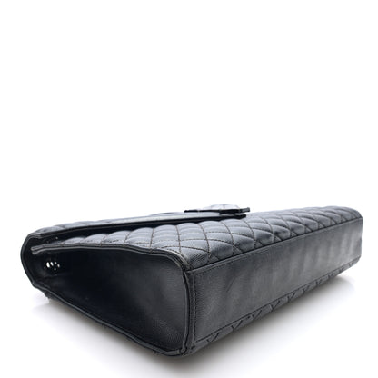 Saint Laurent Grain De Poudre Textured Mixed Matelasse Large Triquilt Monogram Monochrome Satchel Black 4 of 9