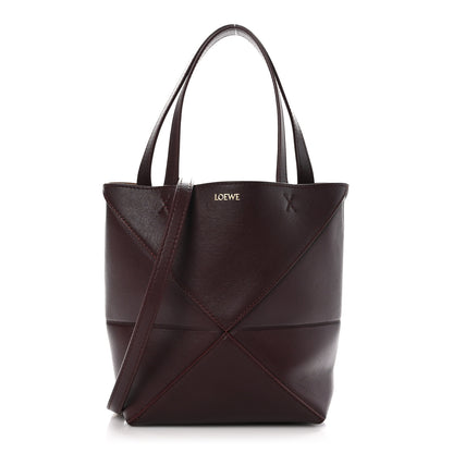 Loewe Shiny Calfskin Mini Puzzle Fold Tote Burgundy 1 of 9
