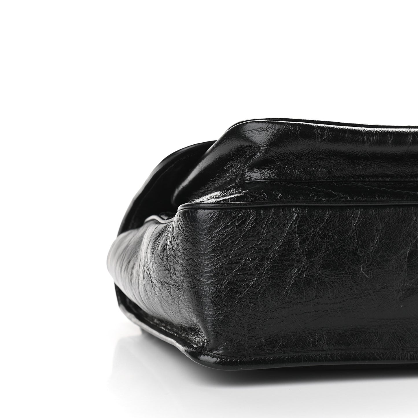 Crinkled Calfskin Matelasse Monogram Large Niki Chain Satchel Black