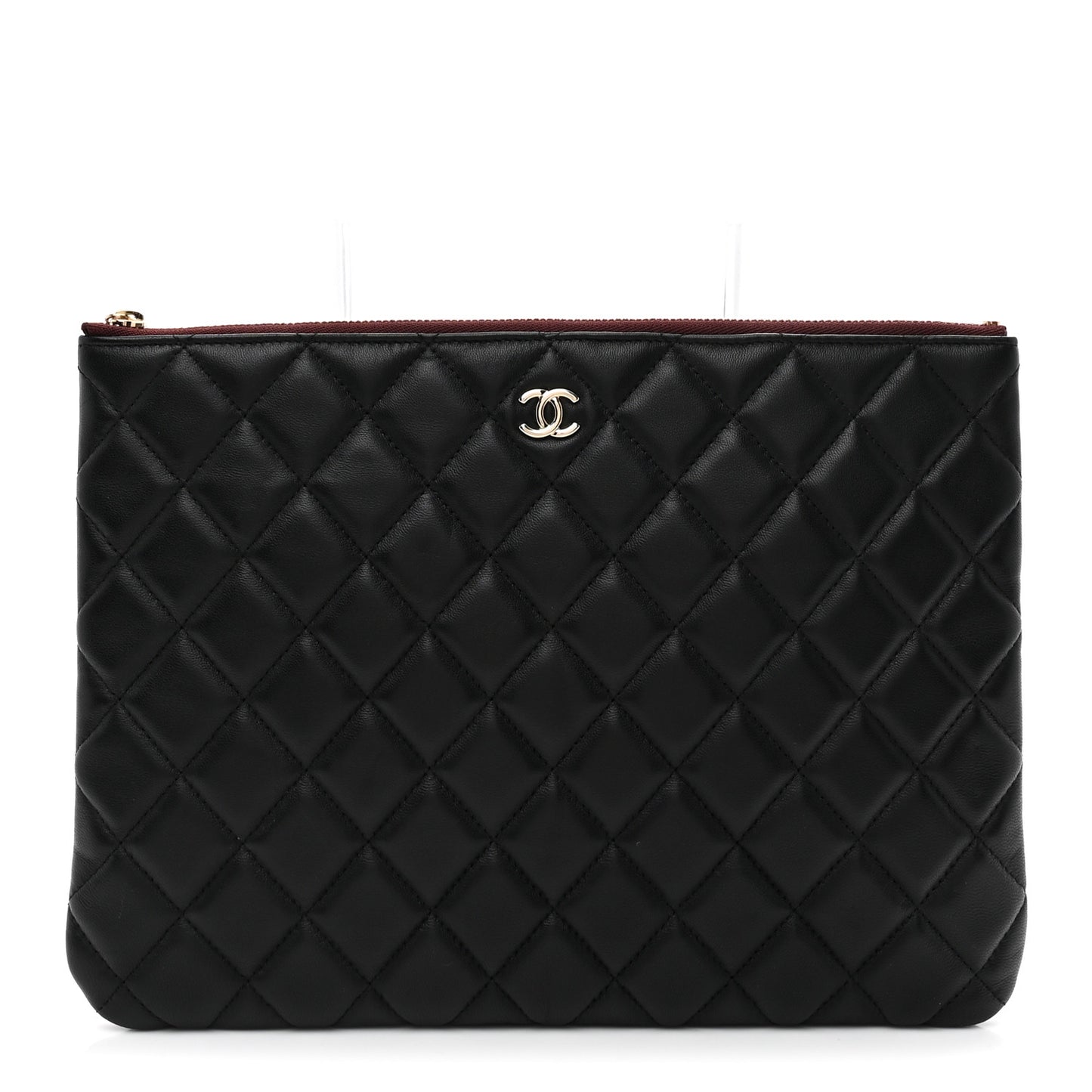 Lambskin Quilted Medium Cosmetic Case Black