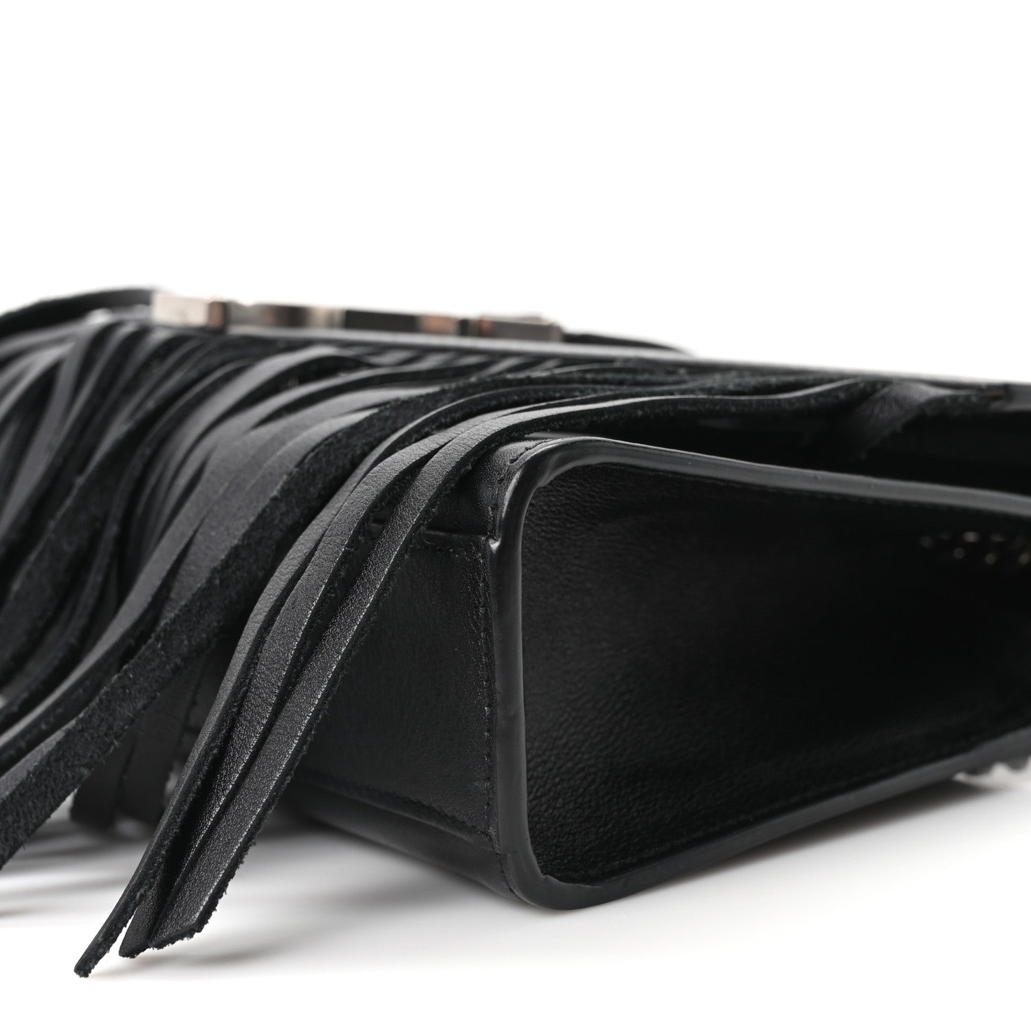 Saint Laurent Calfskin Fringe Small Monogram Satchel Black 10 of 10