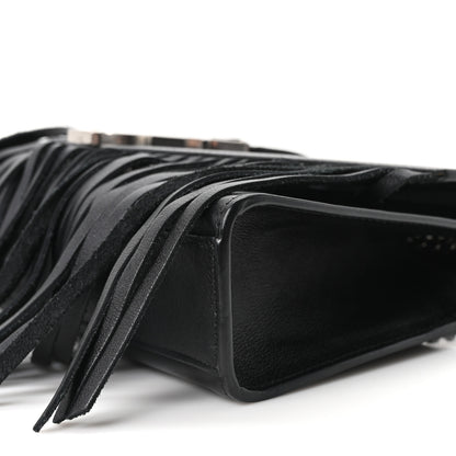 Saint Laurent Calfskin Fringe Small Monogram Satchel Black 10 of 10