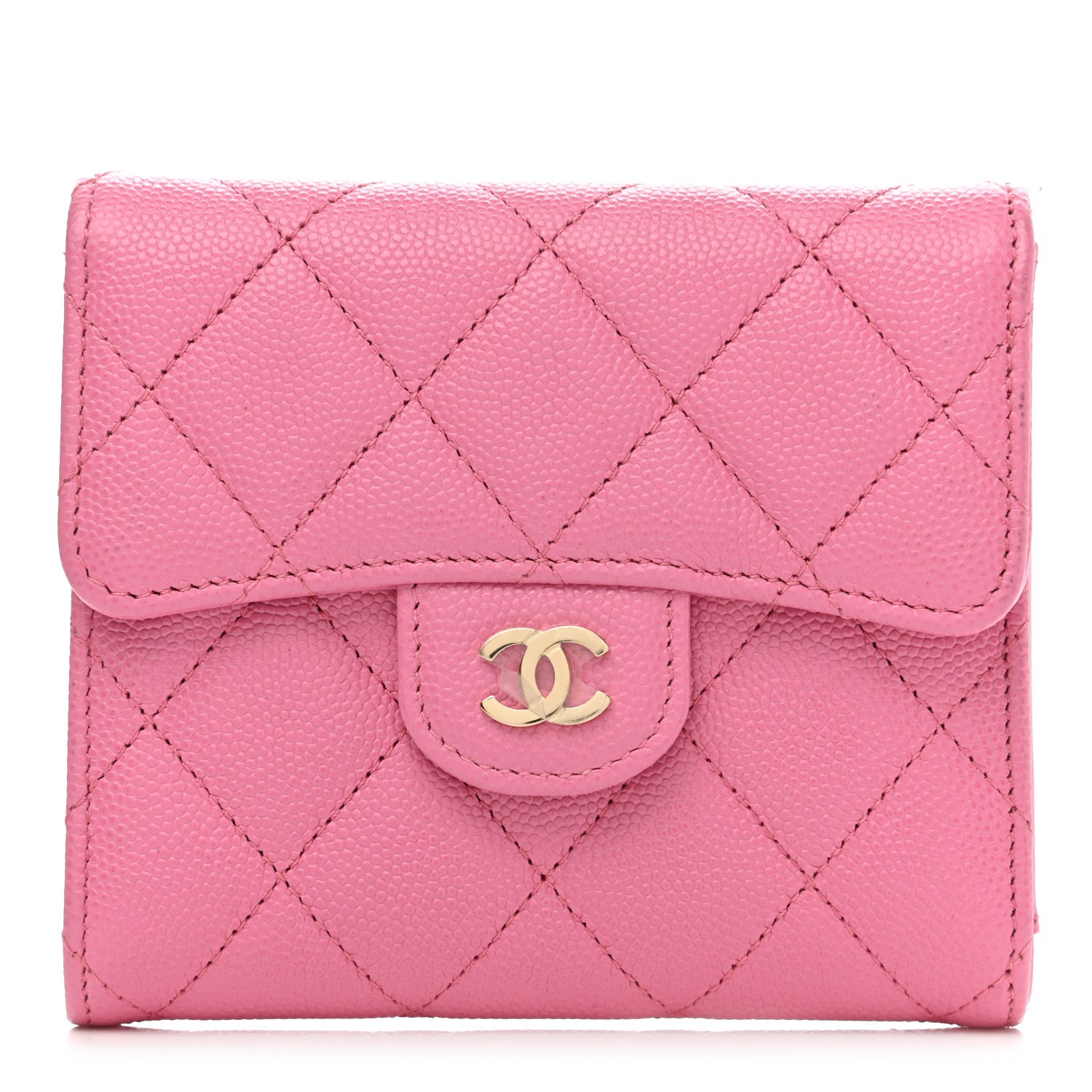 Chanel Caviar Quilted Compact Flap Wallet Pink 1 of 9