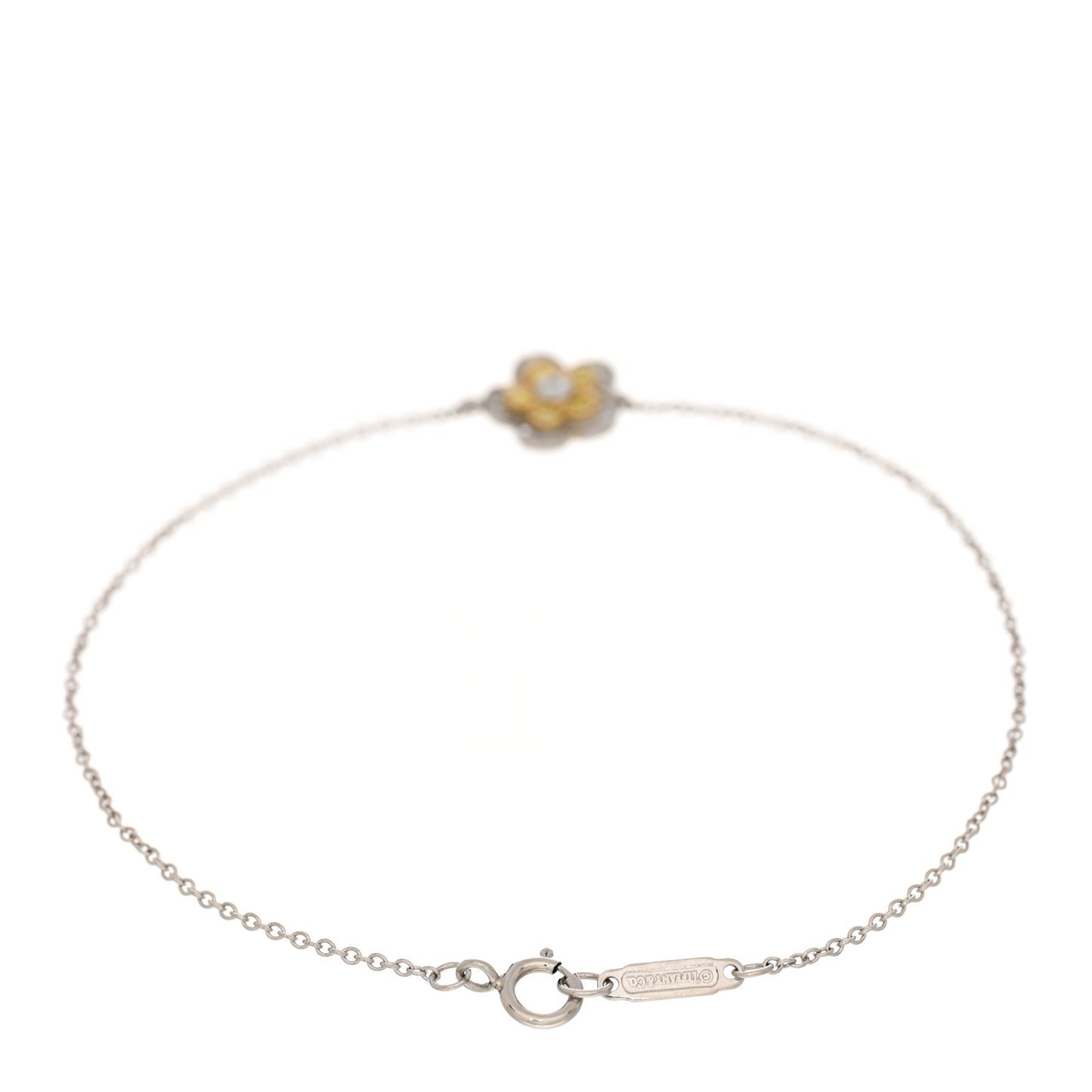 Platinum 18K Yellow Gold Diamond Garden Flower Bracelet