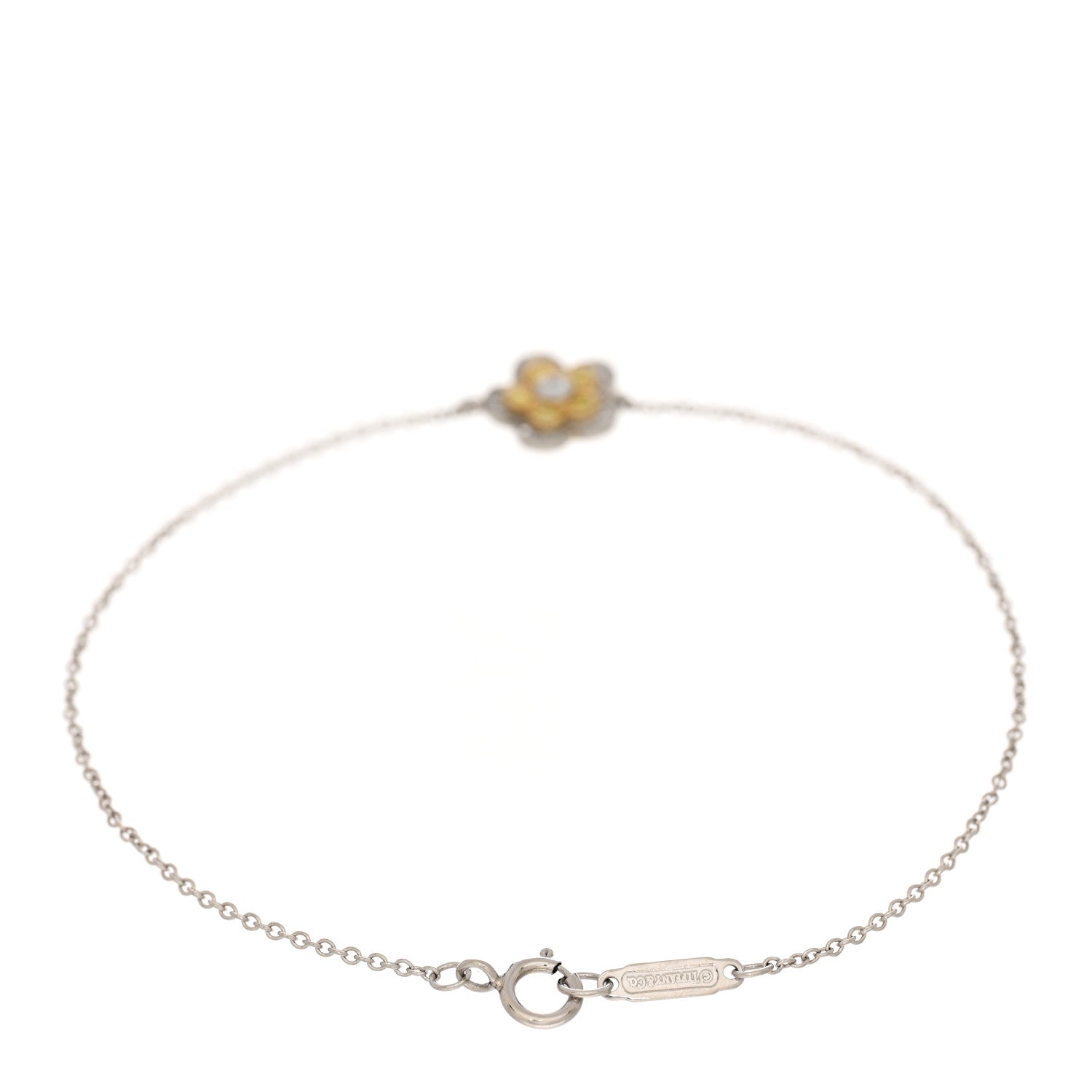 Tiffany Platinum 18K Yellow Gold Diamond Garden Flower Bracelet 2 of 4