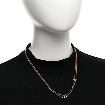 Christian Dior Metal Crystal Petit CD Double Necklace Gold 2 of 4