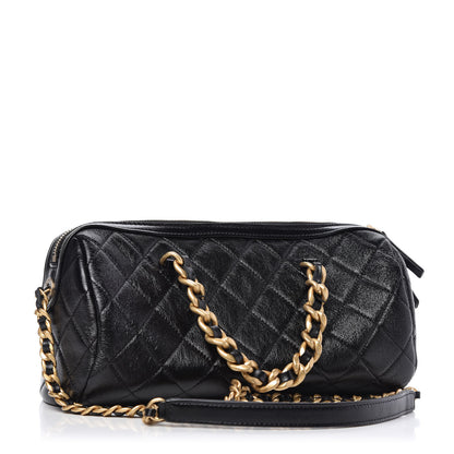Chanel Shiny Lambskin Quilted Fashion Therapy Bowling Bag Black 3 of 10