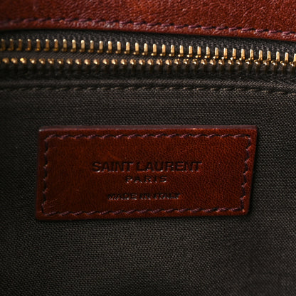 Saint Laurent Cotton Canvas Vintage Calfskin Monogram Medium Niki Chain Satchel Natural Chocolate 6 of 9
