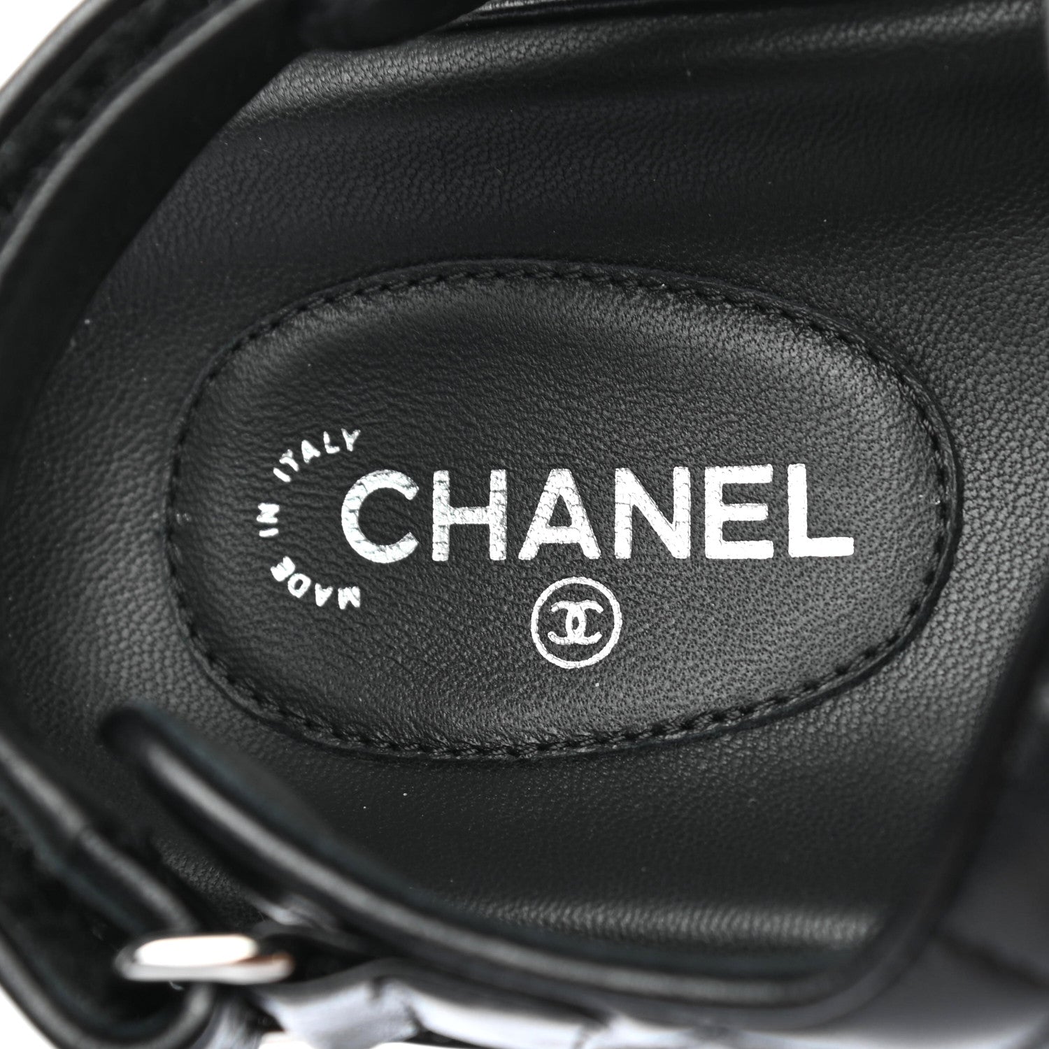 Chanel Lambskin Velcro Dad Sandals 38.5 Black 7 of 9