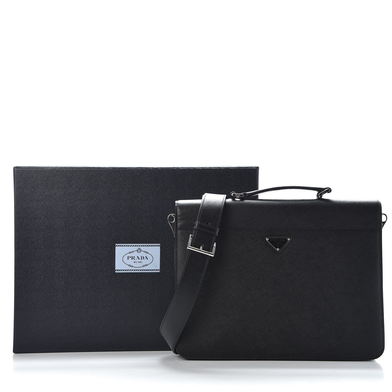 Prada Saffiano Travel Briefcase Black 9 of 9