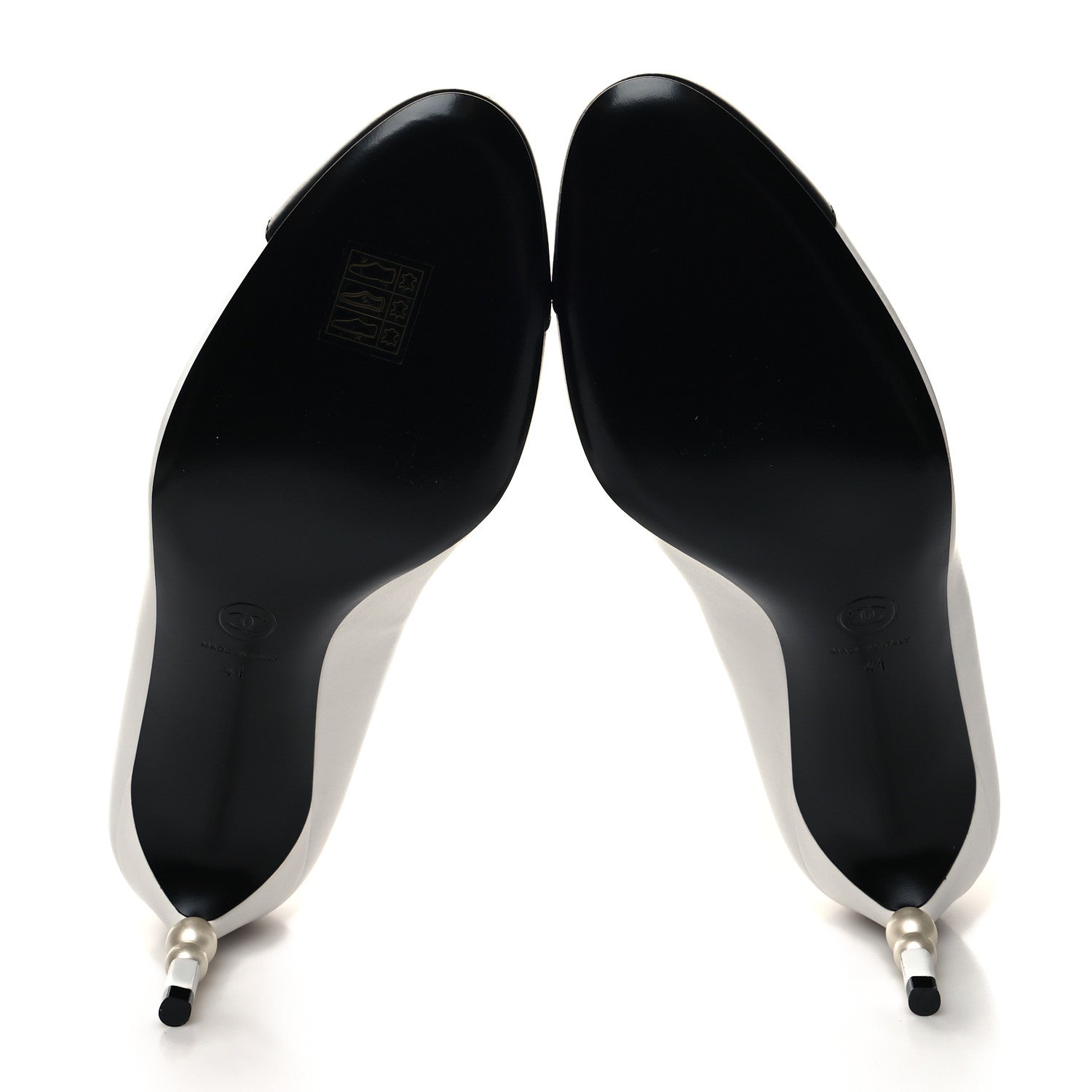 Chanel Lambskin Calfskin Cap Toe CC Pearl Pumps 41 White Black 5 of 8