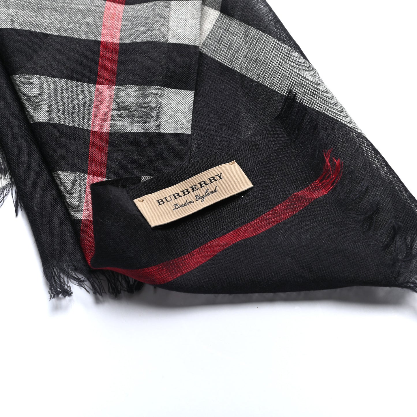 Linen Classic Check Check Lightweight Scarf Black